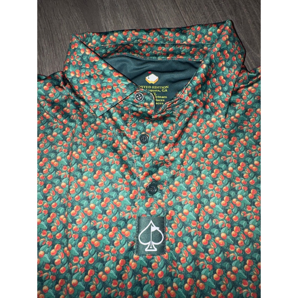 Pins‎ and Aces Limited 2024 Augusta masters GA Peach Golf Polo Mens XXL Green